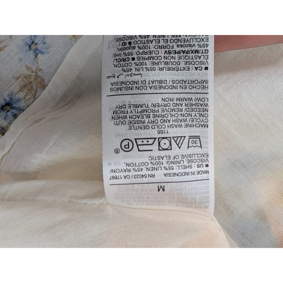 Old Navy Y2K Mini Dress Tie Shoulder Floral Cami Tunic Linen Blend Yellow Size M - Picture 12 of 14